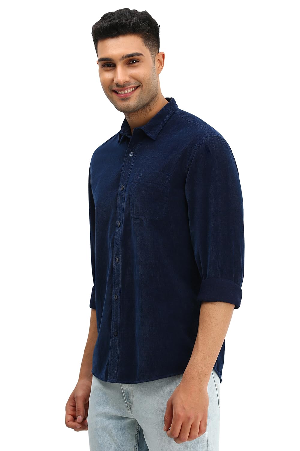 Allen Solly Men Navy Custom Fit Solid Full Sleeves Casual Shirts