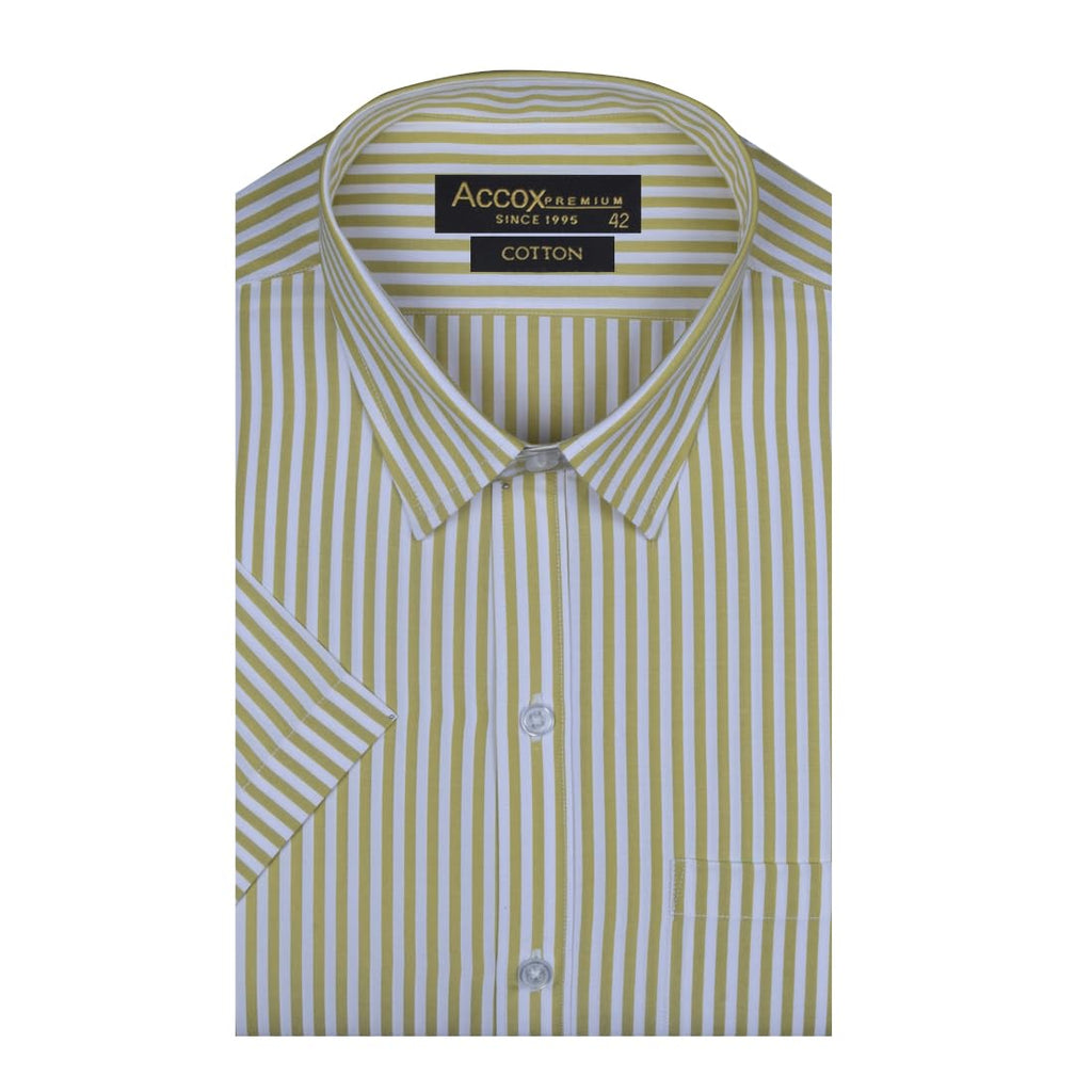 Accox Men's Cotton Striped Formal Shirt (B0CZDXDWWR)