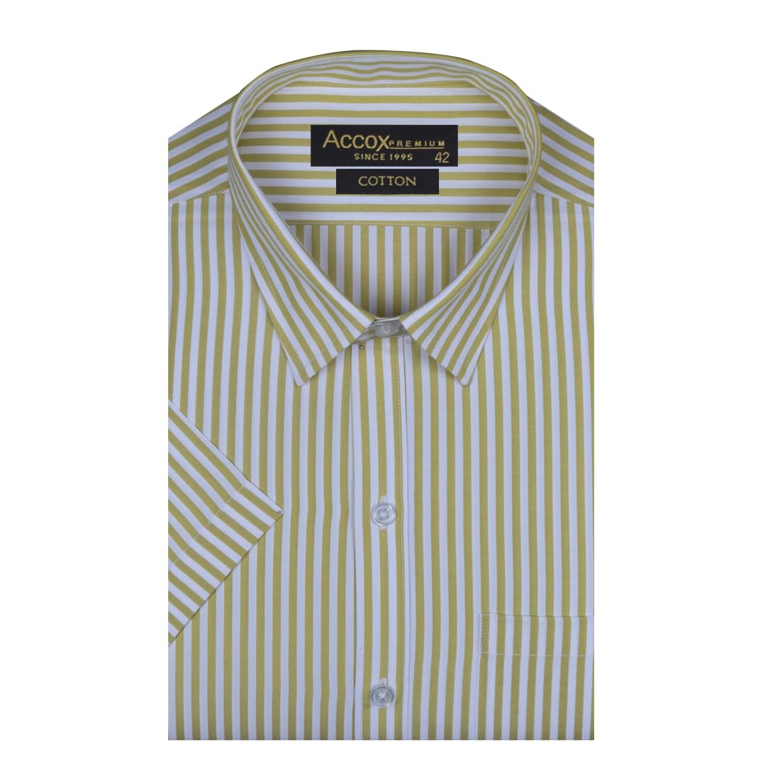 Accox Men's Cotton Striped Formal Shirt (B0CZDXDWWR)