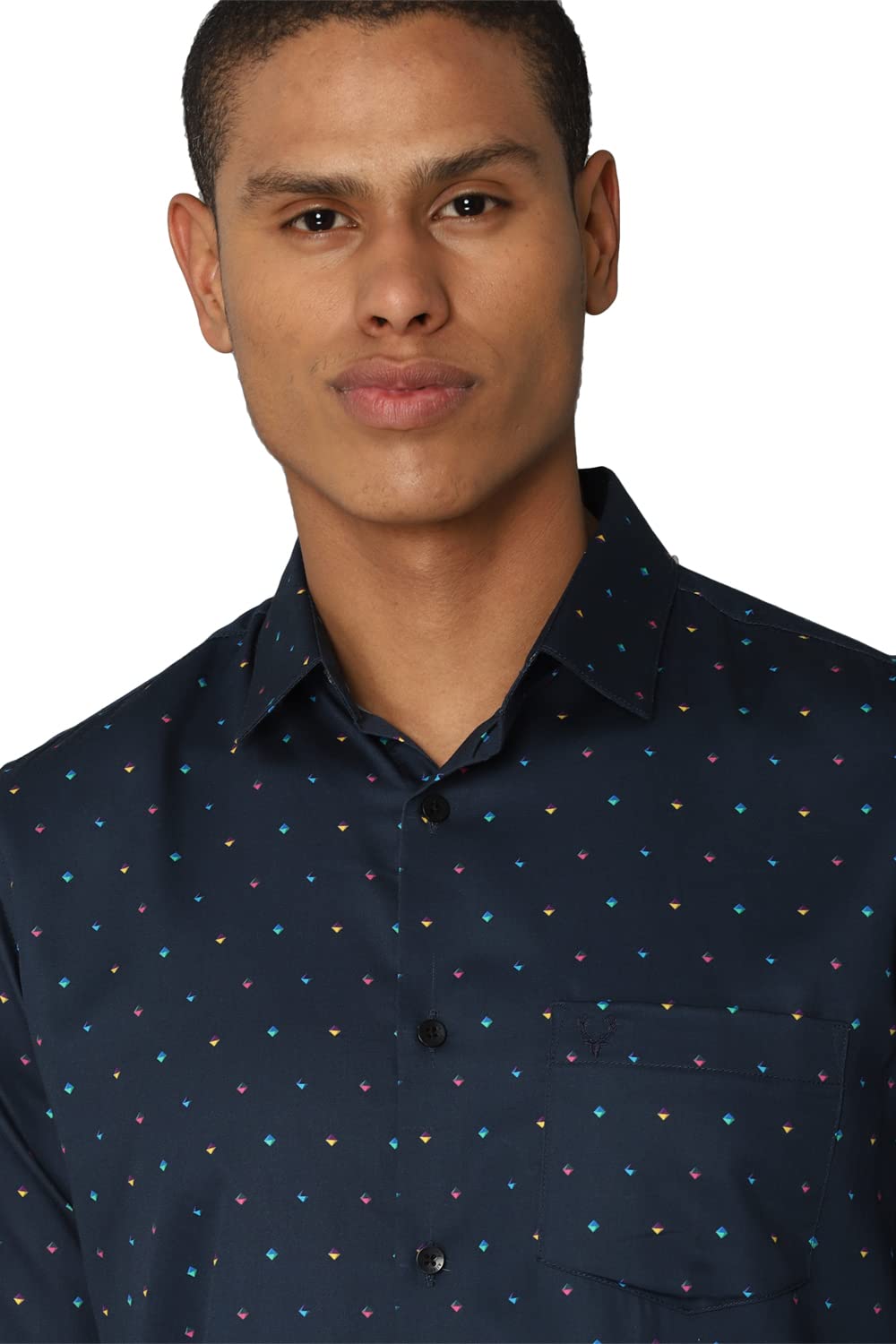Allen Solly Men Navy Slim Fit Print Full Sleeves Casual Shirts