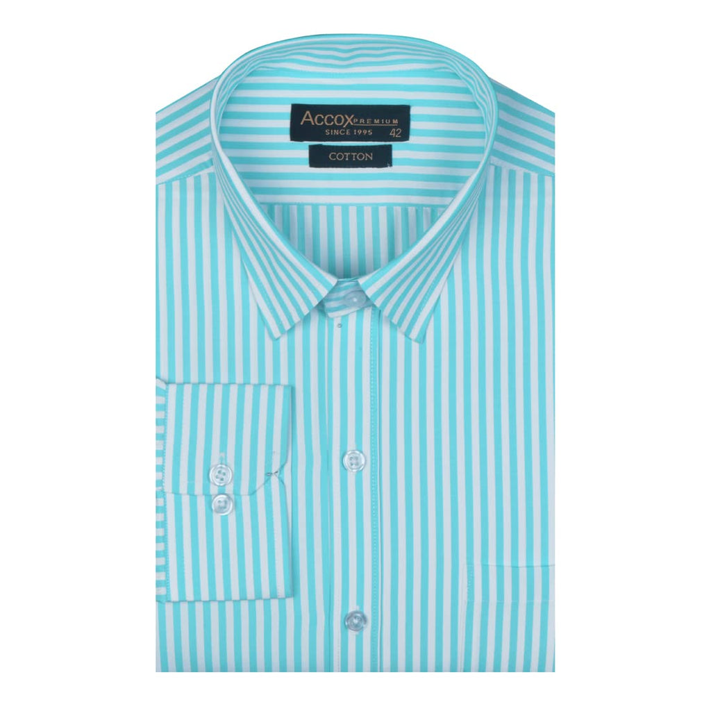 ACCOX Men's Striped Full Long Sleeves Regular Fit Cotton Formal Checkred Shirts(GCR65)