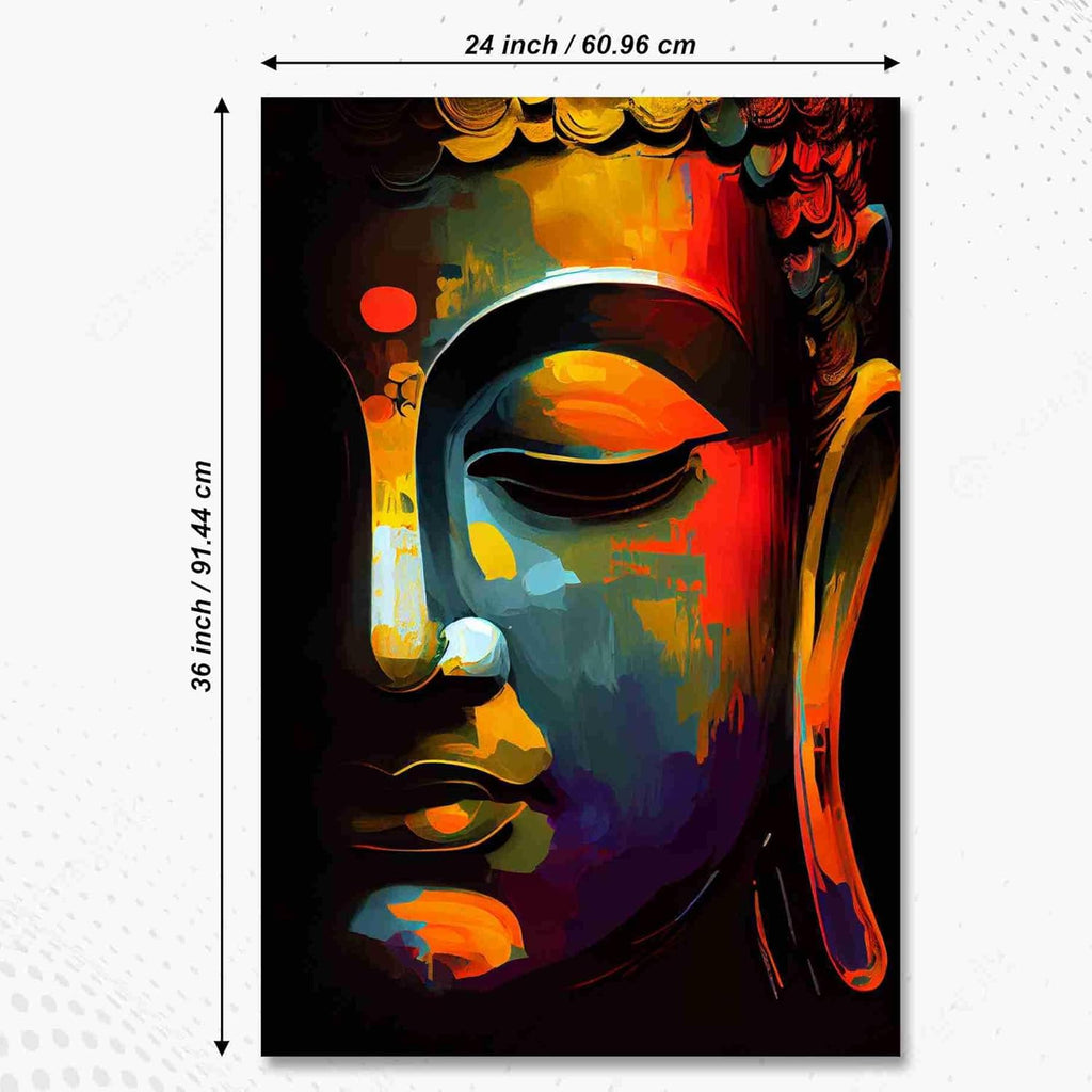 SAF paintings Lord Buddha Unframed vinyl Sparkle Coated Painting For Home Decor And Office||For Bedroom,Living Room Home wall and Office Interior EXRP-1204