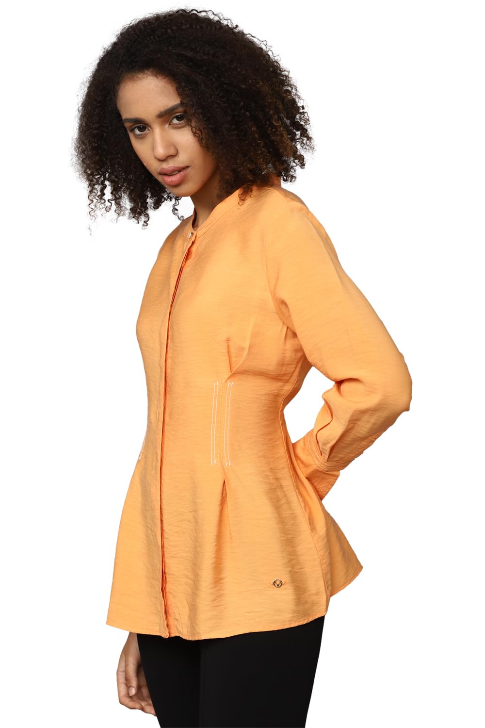 Allen Solly Women's Orange Plain Long Sleeve Casual Shirt