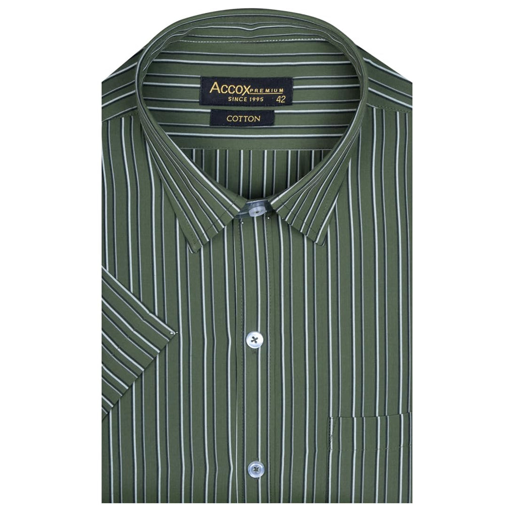 Accox Men's Cotton Striped Formal Shirt (B0CBVH8R8X)