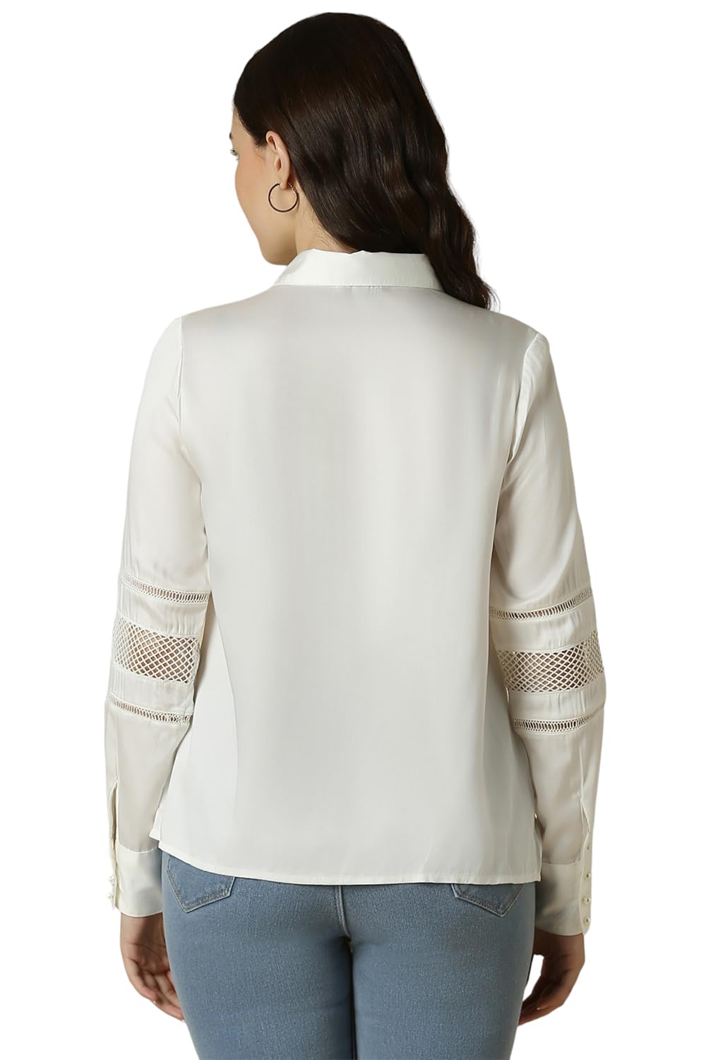 Allen Solly Women's White Plain Long Sleeve Casual Shirt