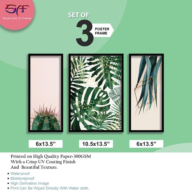 SAF paintings Tropical Leaves Modern Art Black frame painting for Wall Decoration SA-SANFS33512