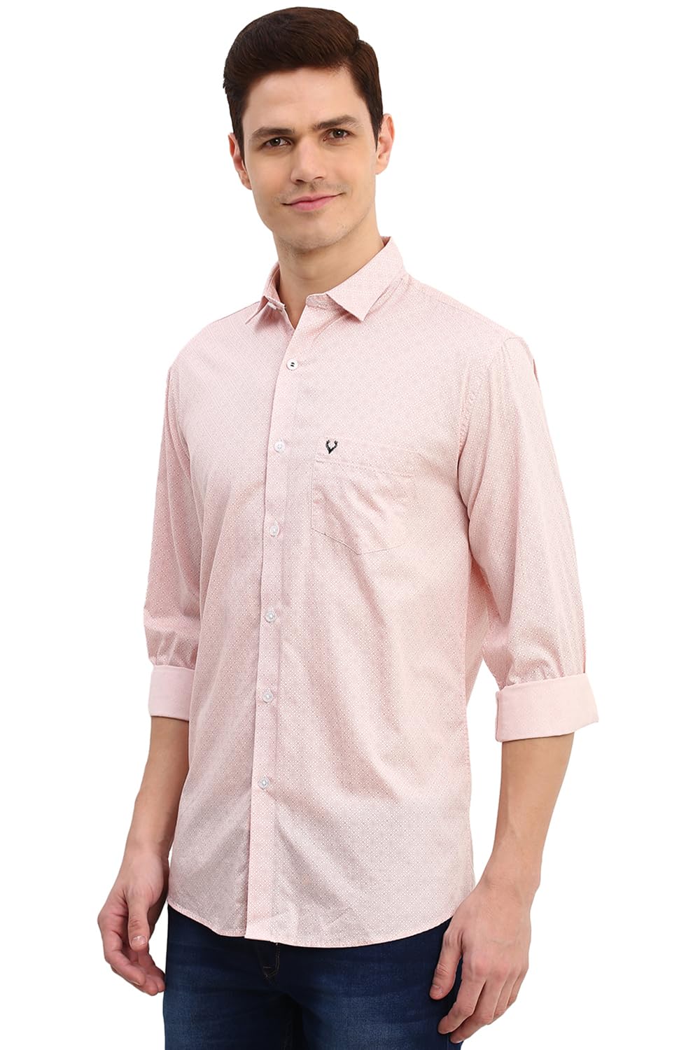 Allen Solly Men Pink Slim Fit Print Full Sleeves Casual Shirts