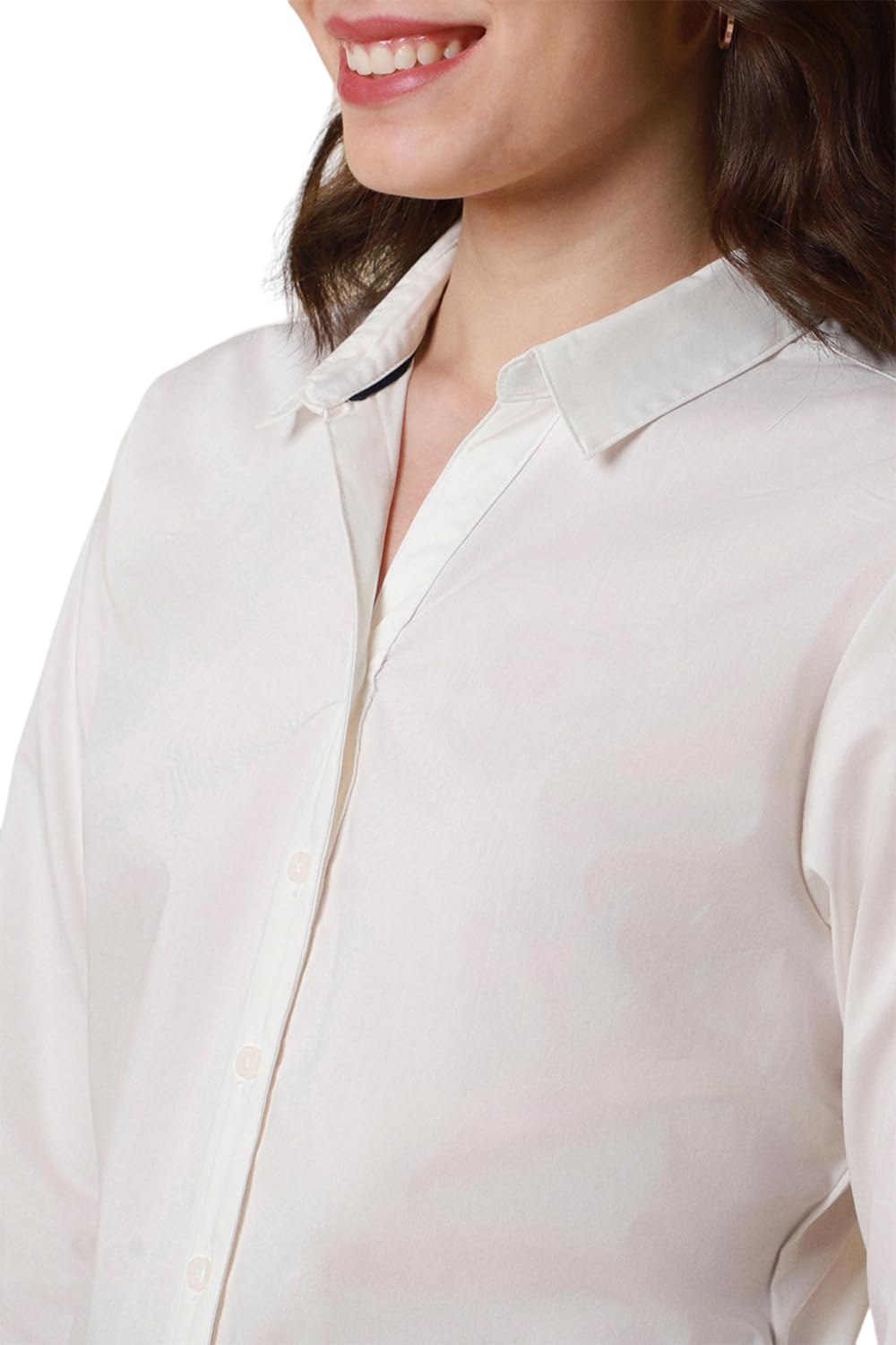 Allen Solly Women's White Plain Long Sleeve Casual Shirt