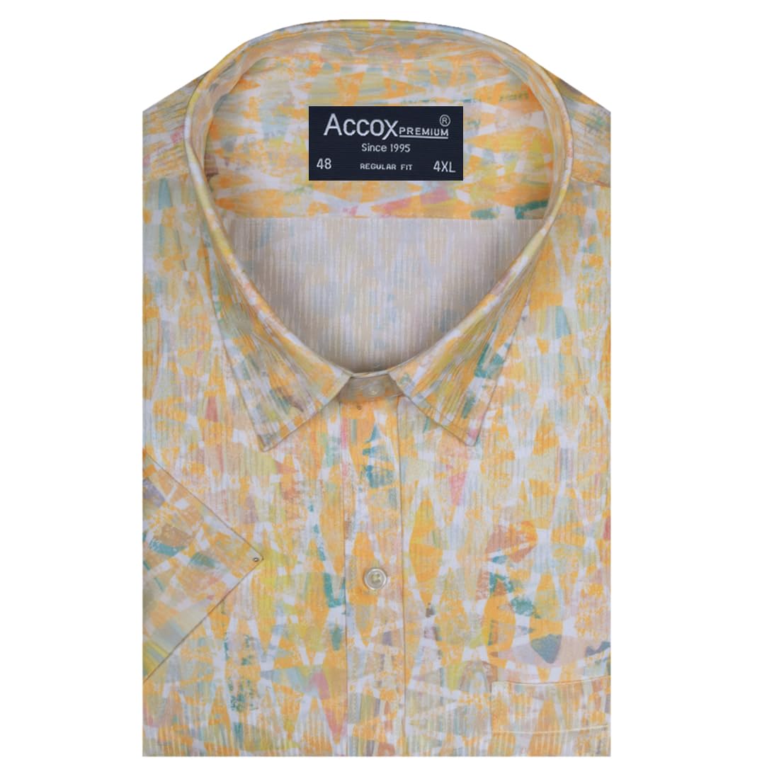 ACCOX Men's Breathable Plus Size Cotton Half Sleeves Regular Fit Printed Formal Shirt for Men (O_GCR356)