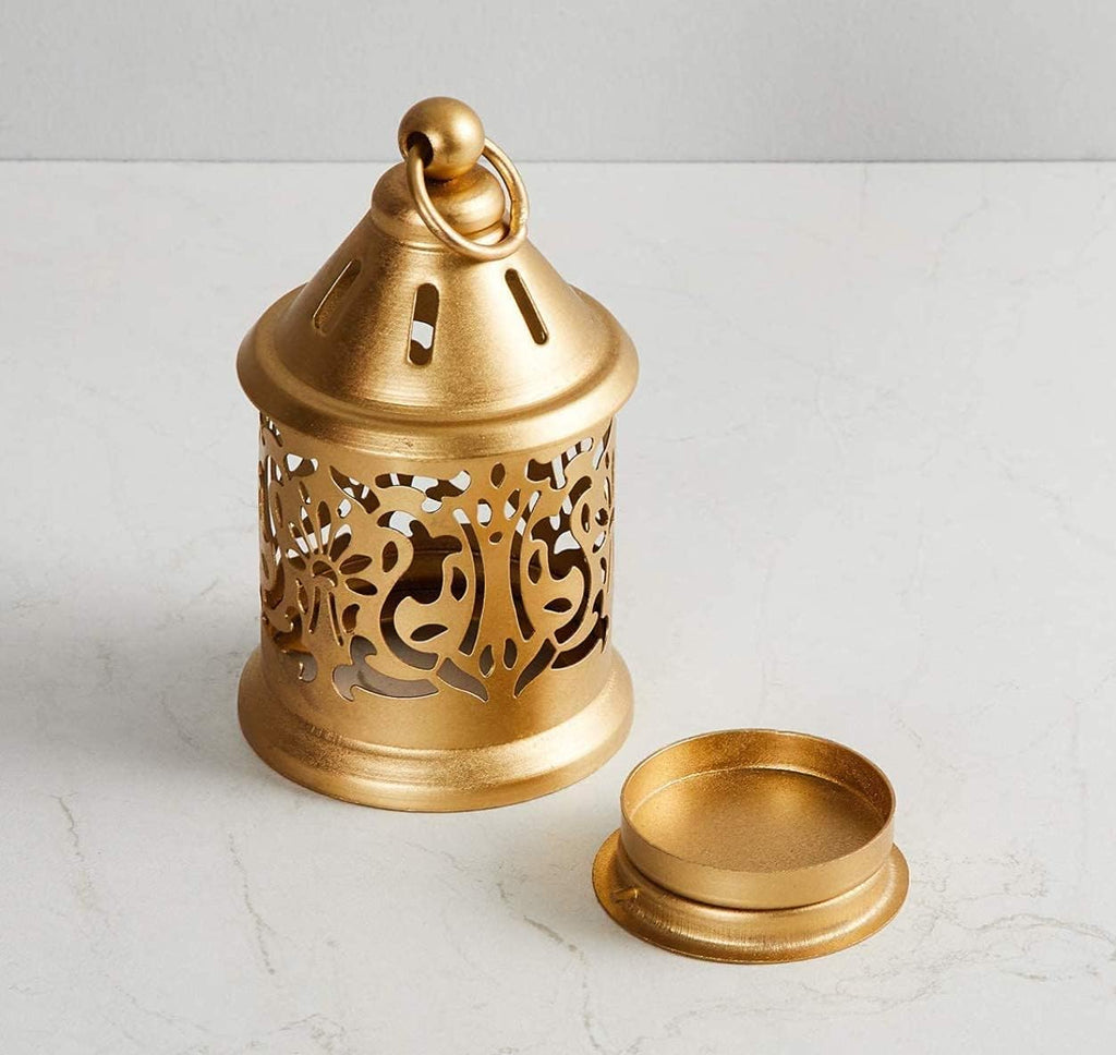 CentraLit Hanging Lantern Tea Light Candle Holder Lantern for Diwali Decoration lamps for Home Decor, Diya Diwali Decoration Lights Centerpieces for Wedding Home Party Table Decoration Gold (Set of 2)