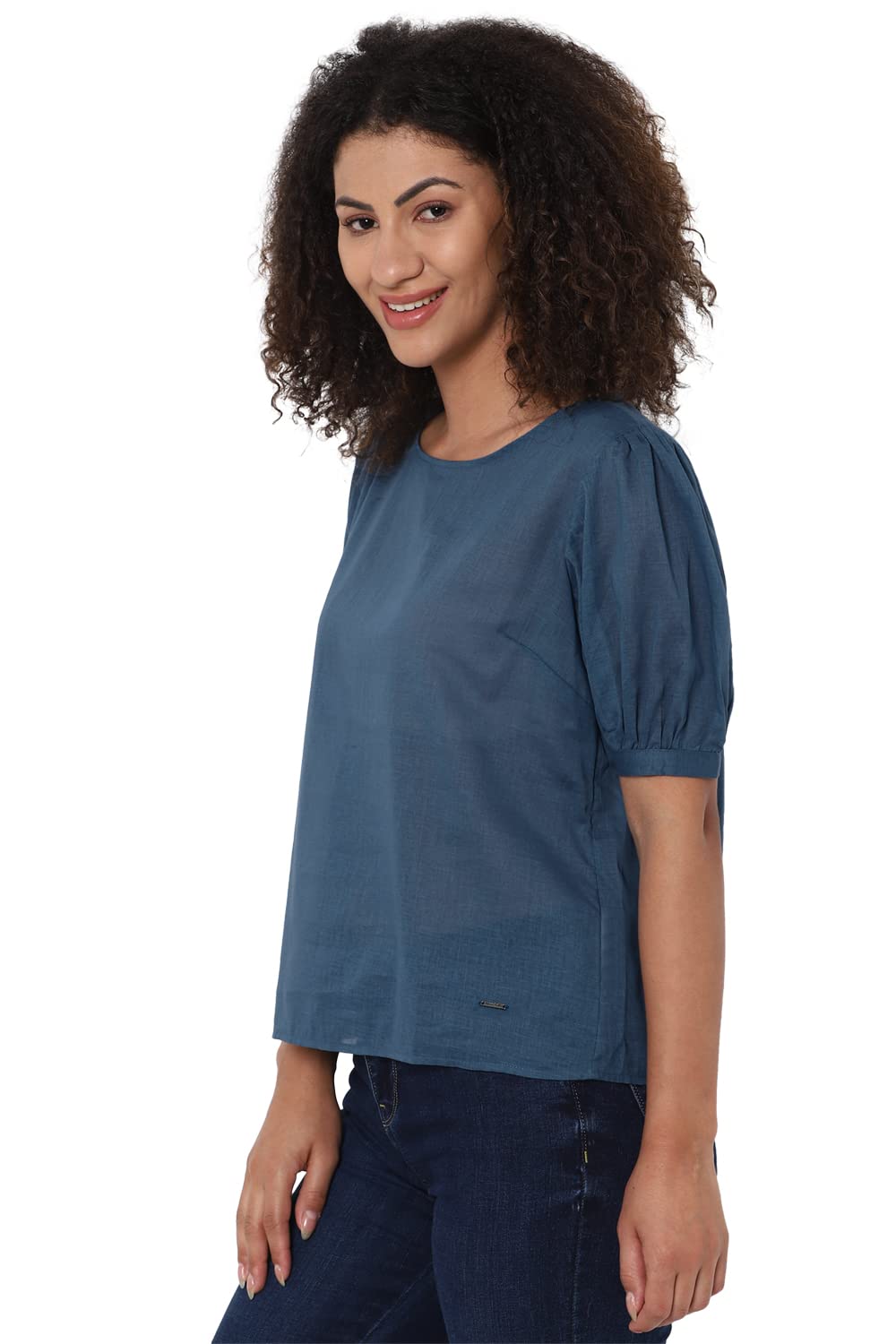 Allen Solly Women's Cotton Pink Plain Half Sleeve T-Shirt