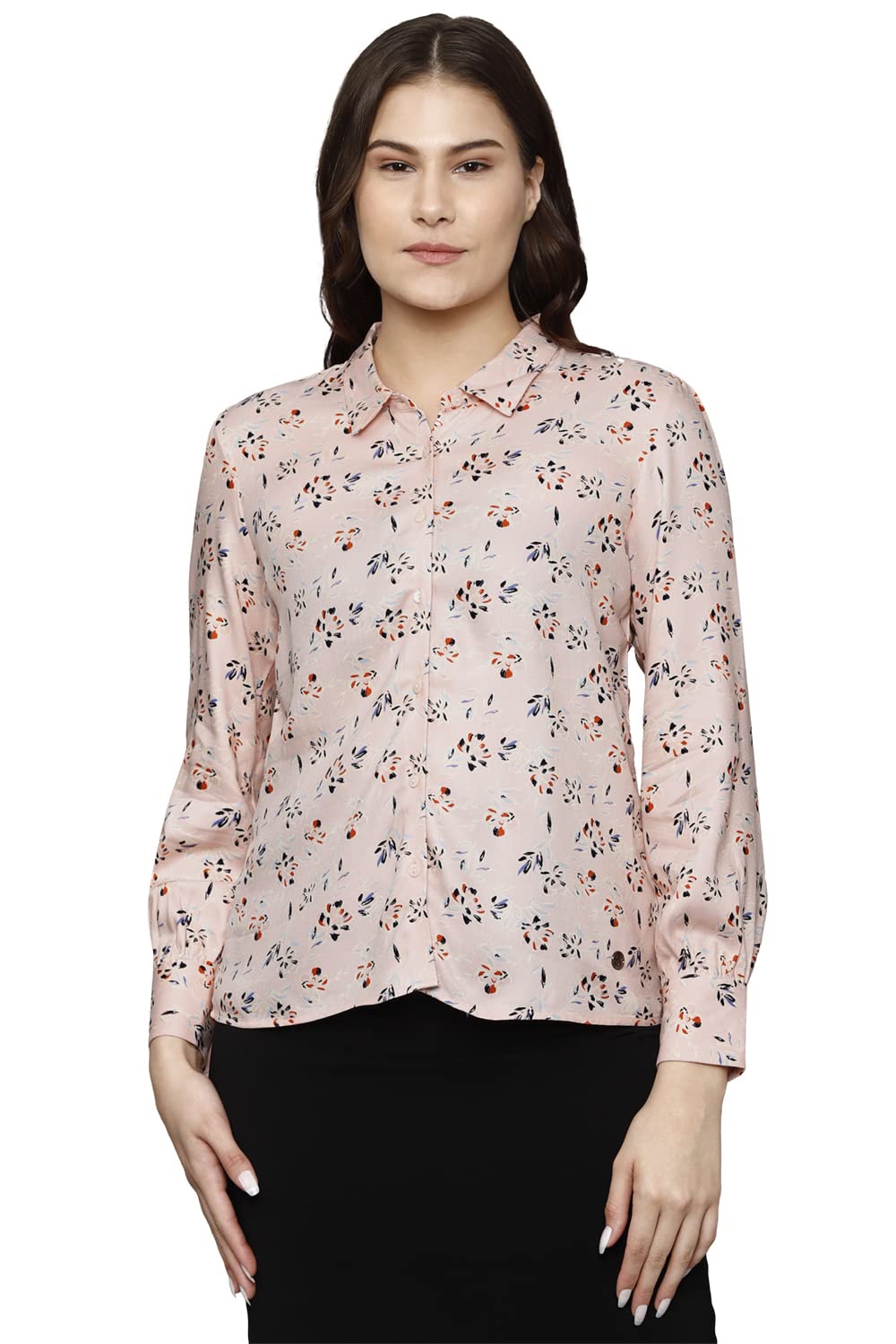 Allen Solly Women's PINK Printed Long Sleeve Casual Shirt