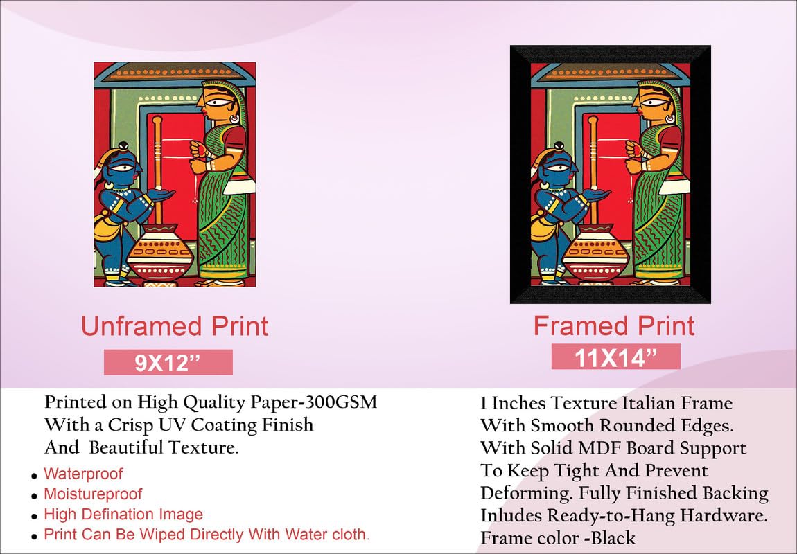 SAF paintings Religious Mother Yashoda and Young Krishna Black frame painting for Wall SA-SANFK33303