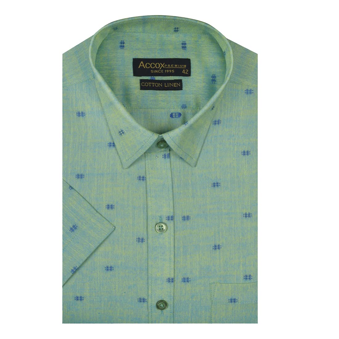 Accox Men's Cotton Linen Printed Formal Shirt (B098F8VJZV)