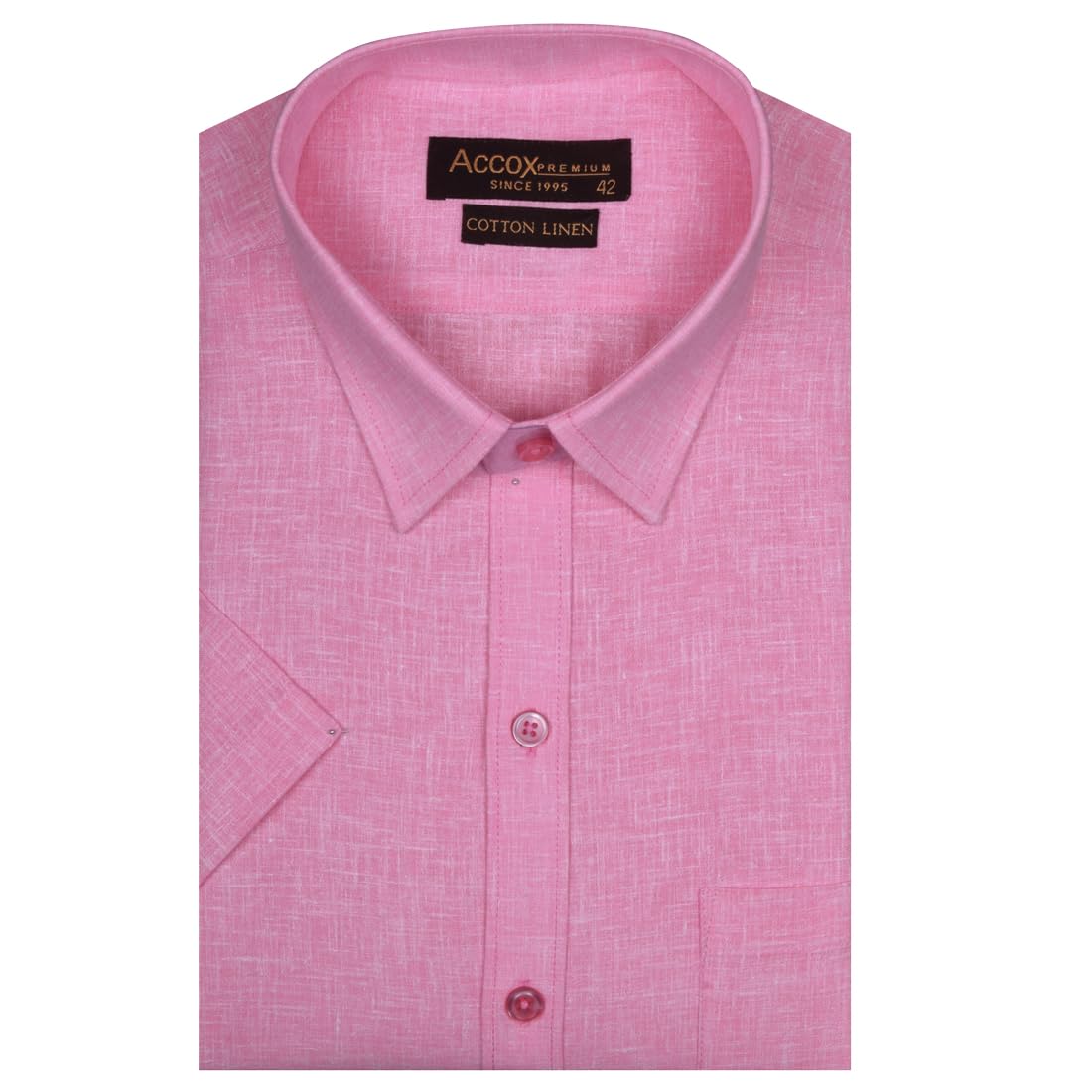 Accox Men's Cotton Linen Plain Formal Shirt (B0CVRR7DW8)