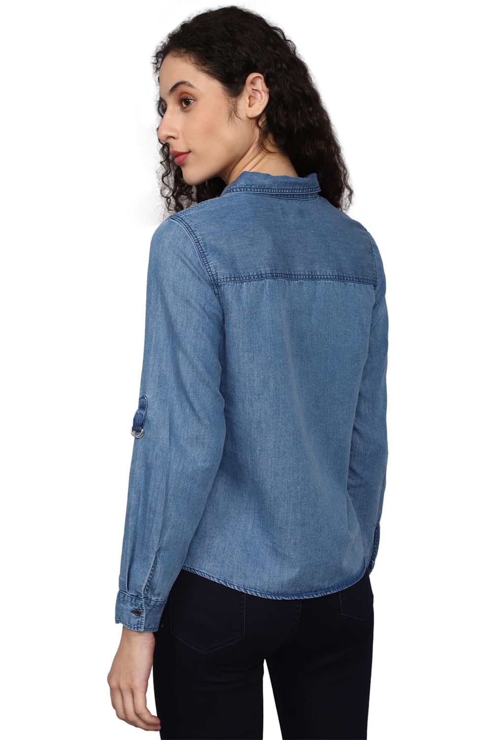 Allen Solly Women's Blue Plain Long Sleeve Casual Shirt