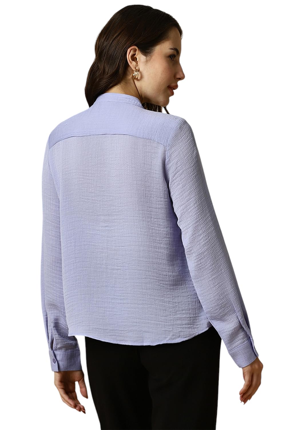 Allen Solly Women's Purple Plain Full Sleeve Formal Shirt