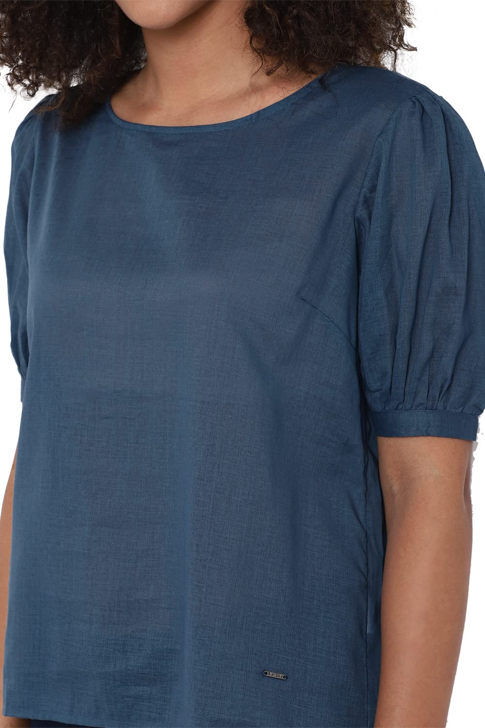 Allen Solly Women's Cotton Pink Plain Half Sleeve T-Shirt