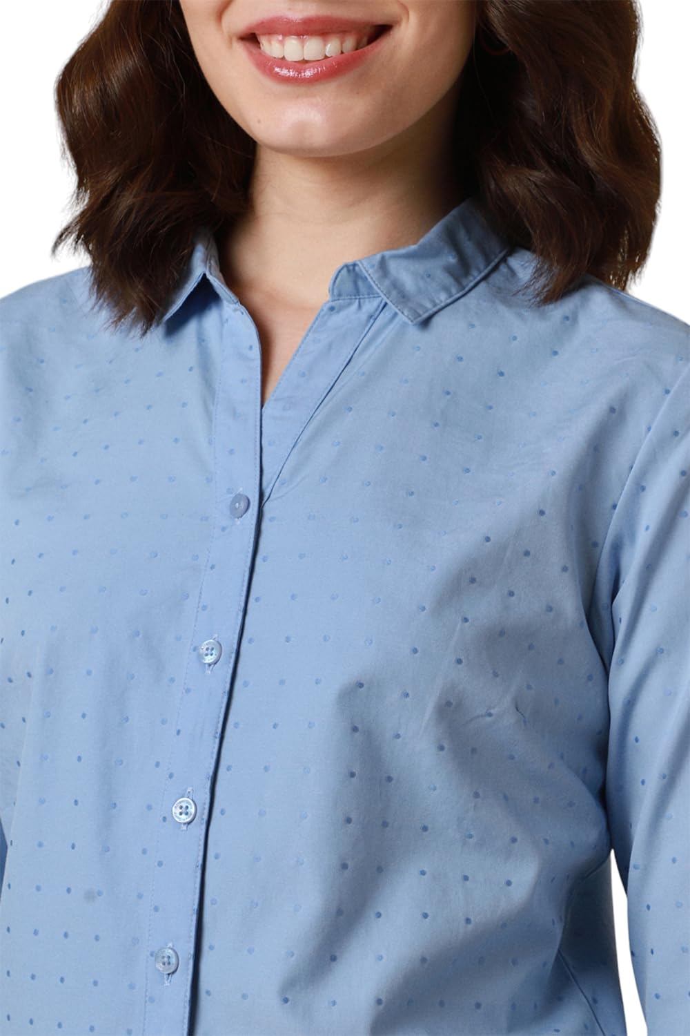 Allen Solly Women's Blue Printed Full Sleeve Casual Shirt