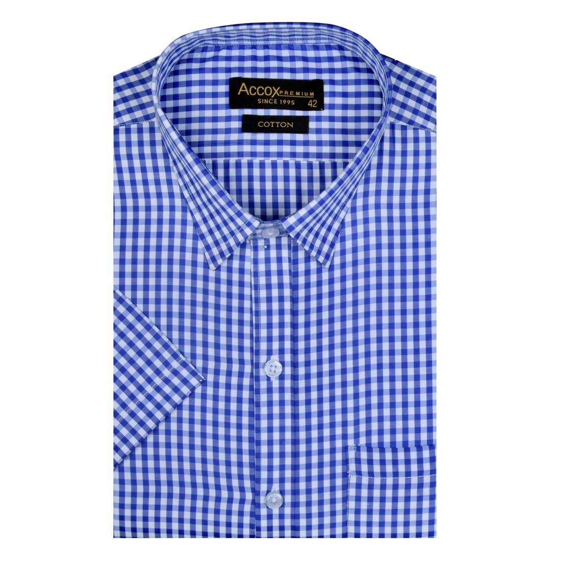 Accox Men's Cotton Checkered Formal Shirt (B0D1GHZJF3)