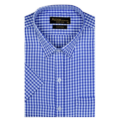 Accox Men's Cotton Checkered Formal Shirt (B0D1GHZJF3)