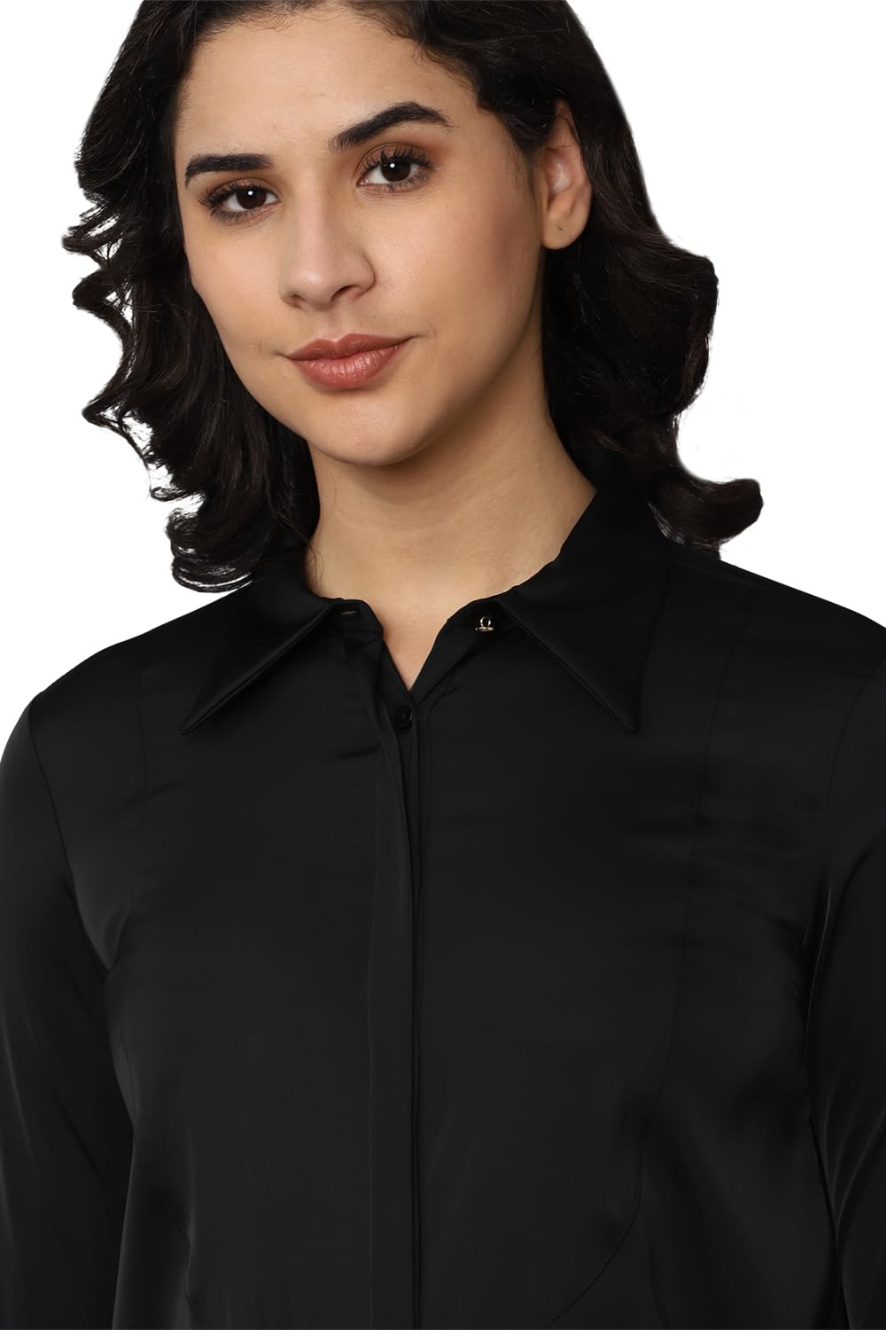 Allen Solly Women's Black Plain Long Sleeve Casual Shirt