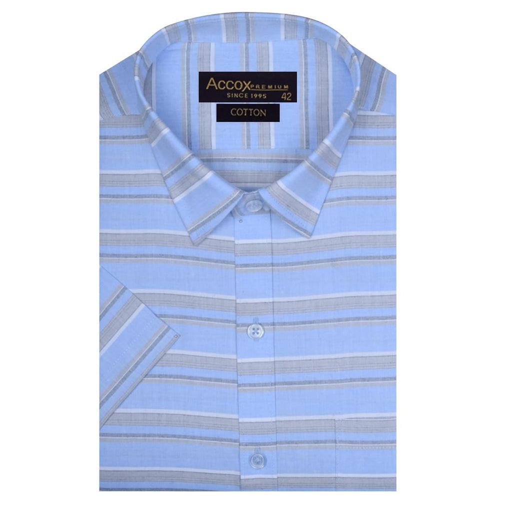 Accox Men's Cotton Striped Formal Shirt (B0CW6CND99)