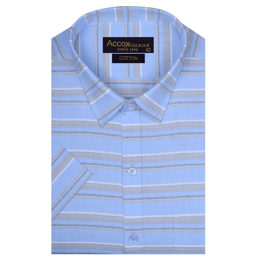 Accox Men's Cotton Striped Formal Shirt (B0CW6CND99)