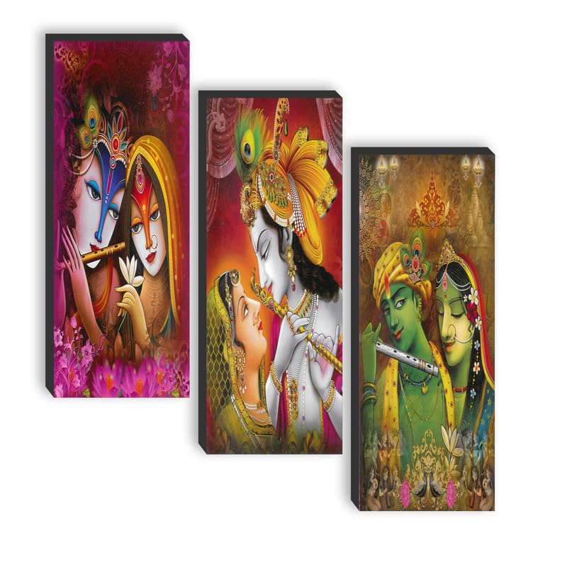 SAF paintings set of 3 Radha Krishna UV textured self adeshive wall painting for home decoration SANF-SJ13