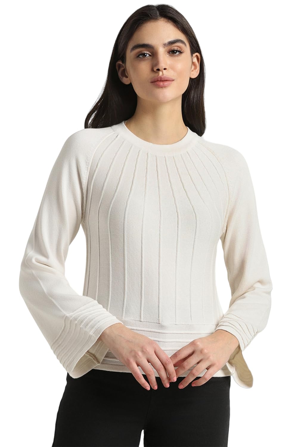 Allen Solly Women's White Plain Full Sleeve Casual Shirt