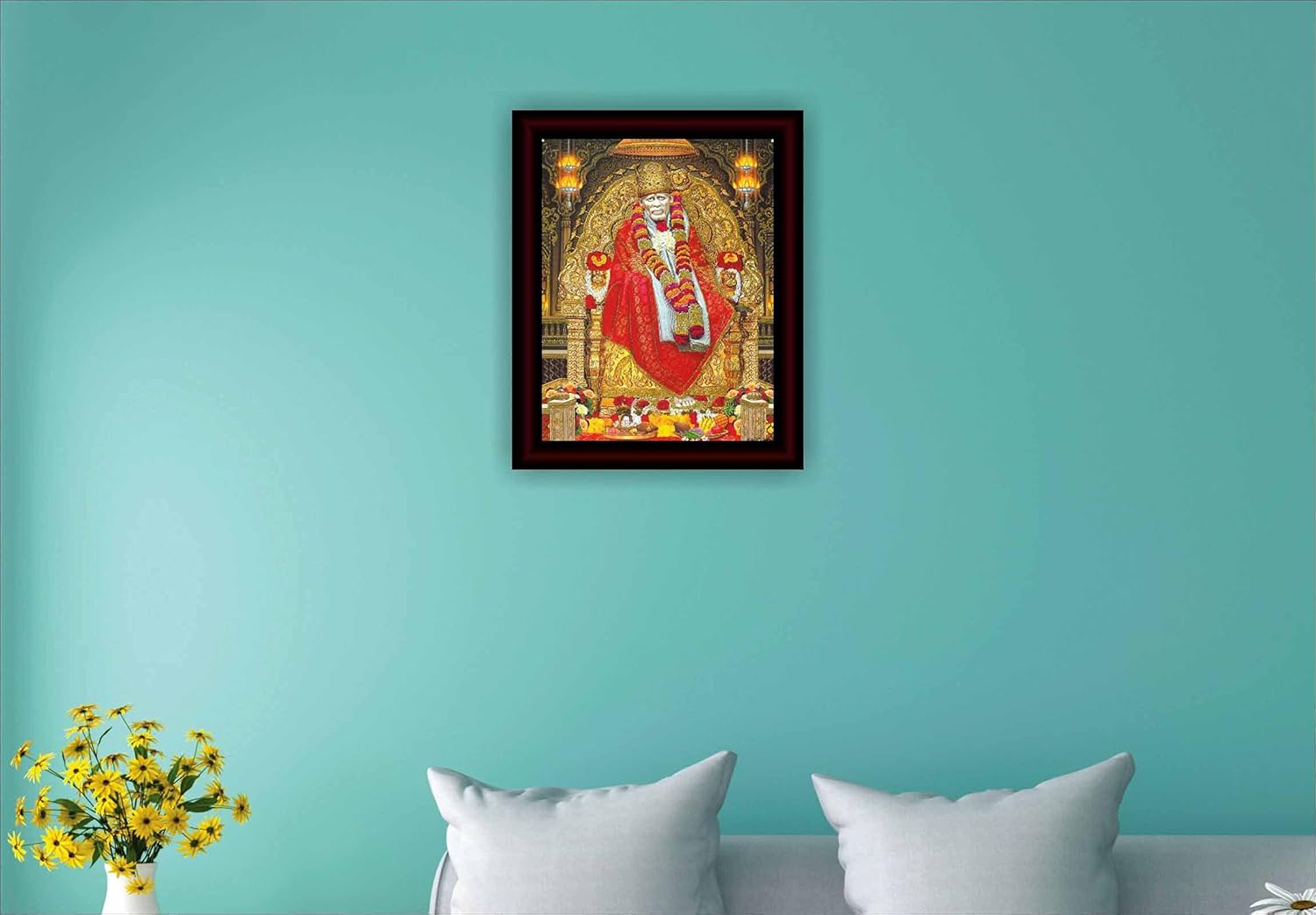 SAF paintings Sai Baba Framed Acrylic Glass Painting 14 inch x 11 inch SANFR22