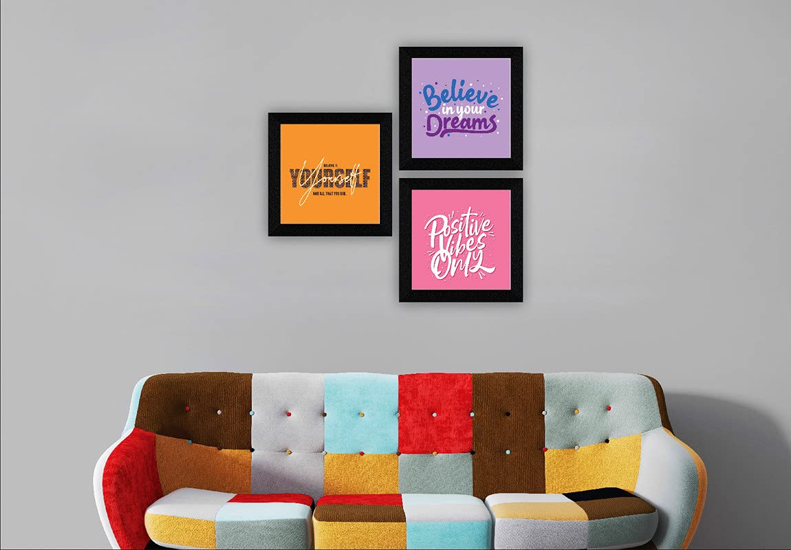 SAF paintings Engineered Wood, Quote, Landscapes, motivational, Flowers Framed Painting, Multicolour, UV Textured, 10 Inch X 10 Inch SANFQT31427