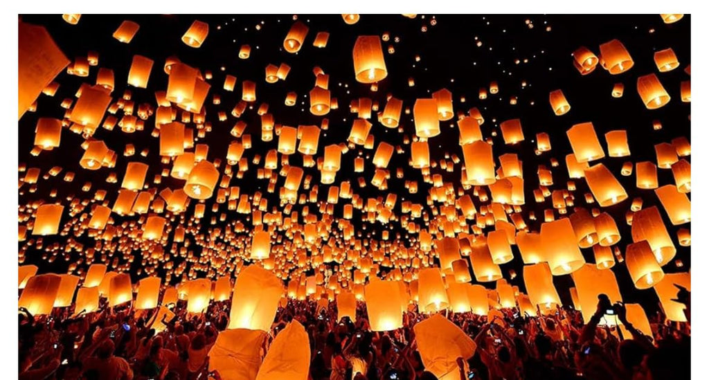 Make A Wish Hot Air Balloon Paper Sky Lanterns, Mix Colours, Pack of 3 Diwali Newyear Christmas Sky Lanterns