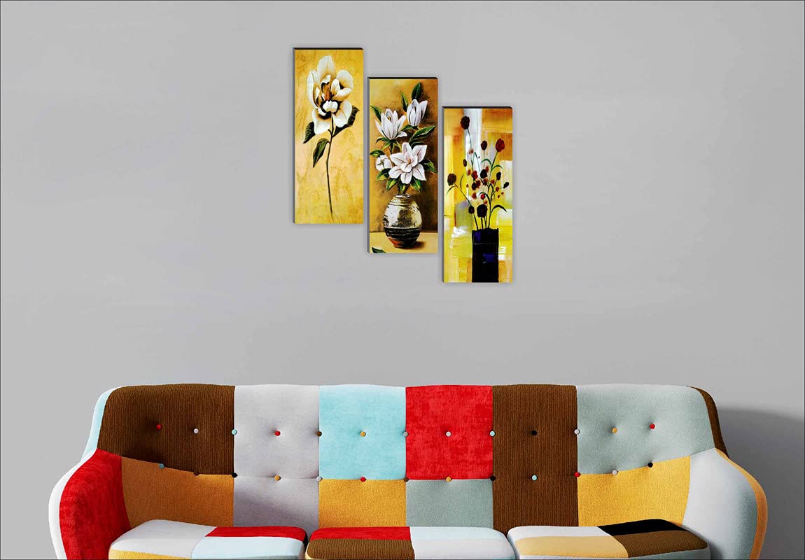 SAF paintings Floral 6MM MDF Framed Set of 3 Digital Reprint 15 inch x 18 inch Painting () SAFJ03 SAFJ03