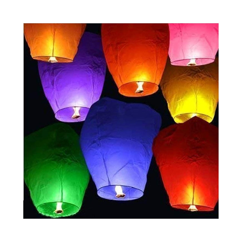 SHUANGYOU Sky Lanterns Multicolour Wishing Hot Air Balloon/Flying Night Sky Light Candle for Diwali/Christmas/Birthday/All Festival Multicolor,Paper (Pack of 5)