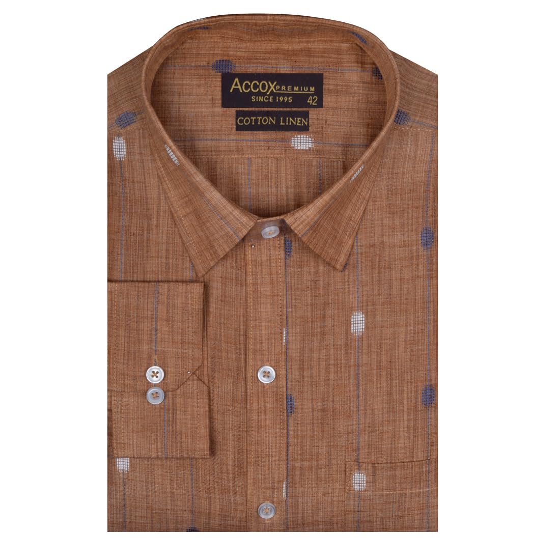 ACCOX Men's Breathable Cotton Linen Long Sleeves Regular Fit Printed Formal Shirt for Men (O_GCR349)