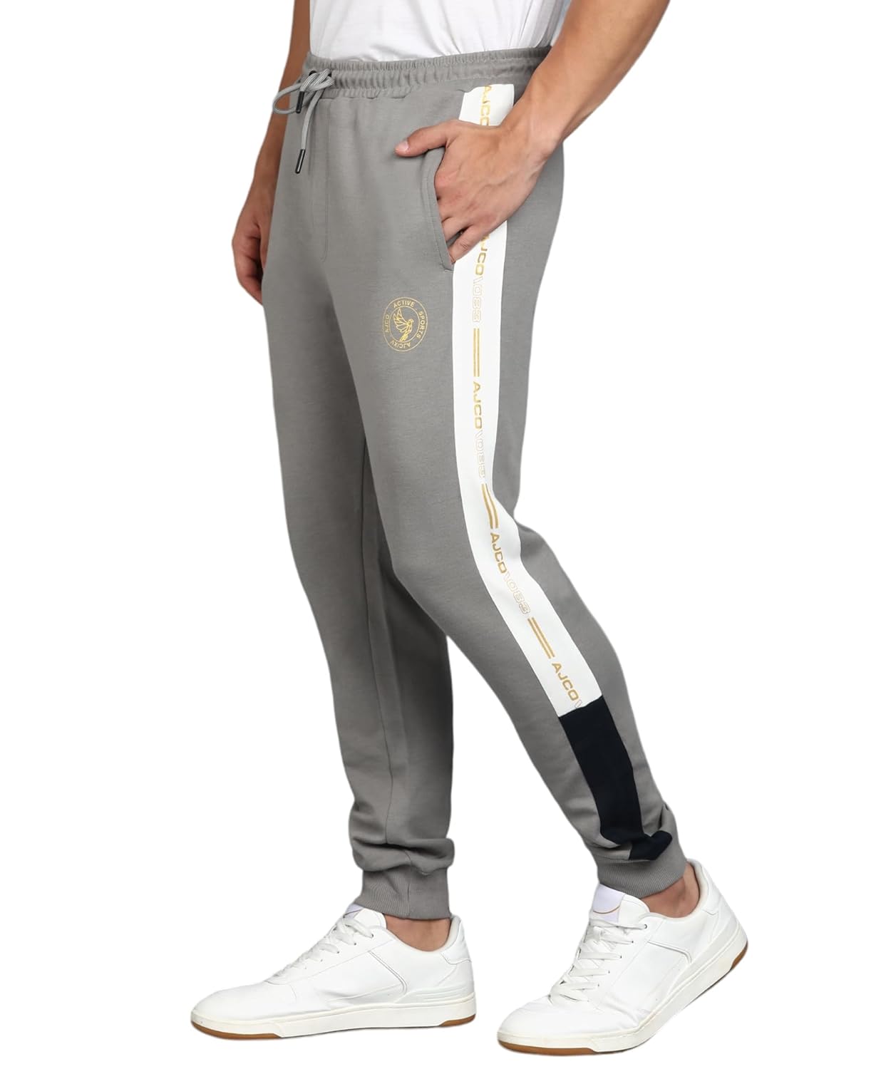 Alan Jones Clothing Men's Solid Joggers with Contrast Panel Joggers Track Pant-1