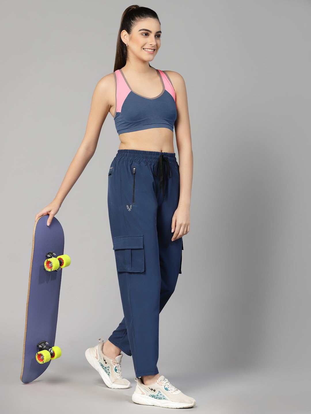 UZARUS Women's 5 Pocket Cargo Sports Gym Track Pants Running Lower