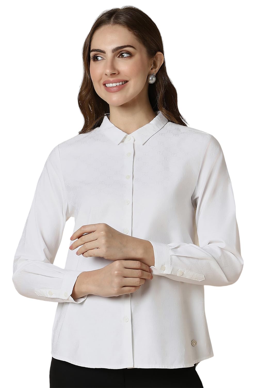 Allen Solly Women's White Plain Long Sleeve Formal Shirt