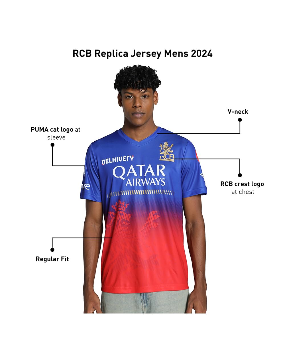 Puma Mens Ipl 2024 Rcb Fan Regular Fit Jersey