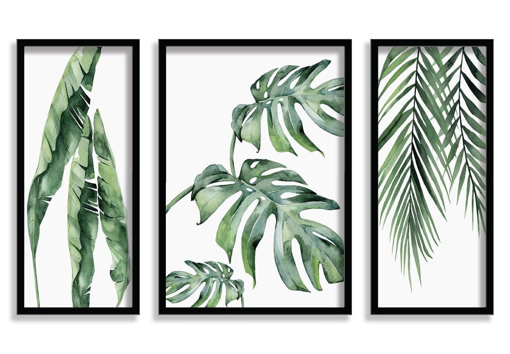 SAF paintings Tropical Leaves Modern Art Black frame painting for Wall Decoration SA-SANFS33507