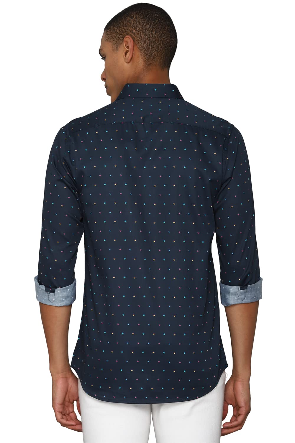 Allen Solly Men Navy Slim Fit Print Full Sleeves Casual Shirts