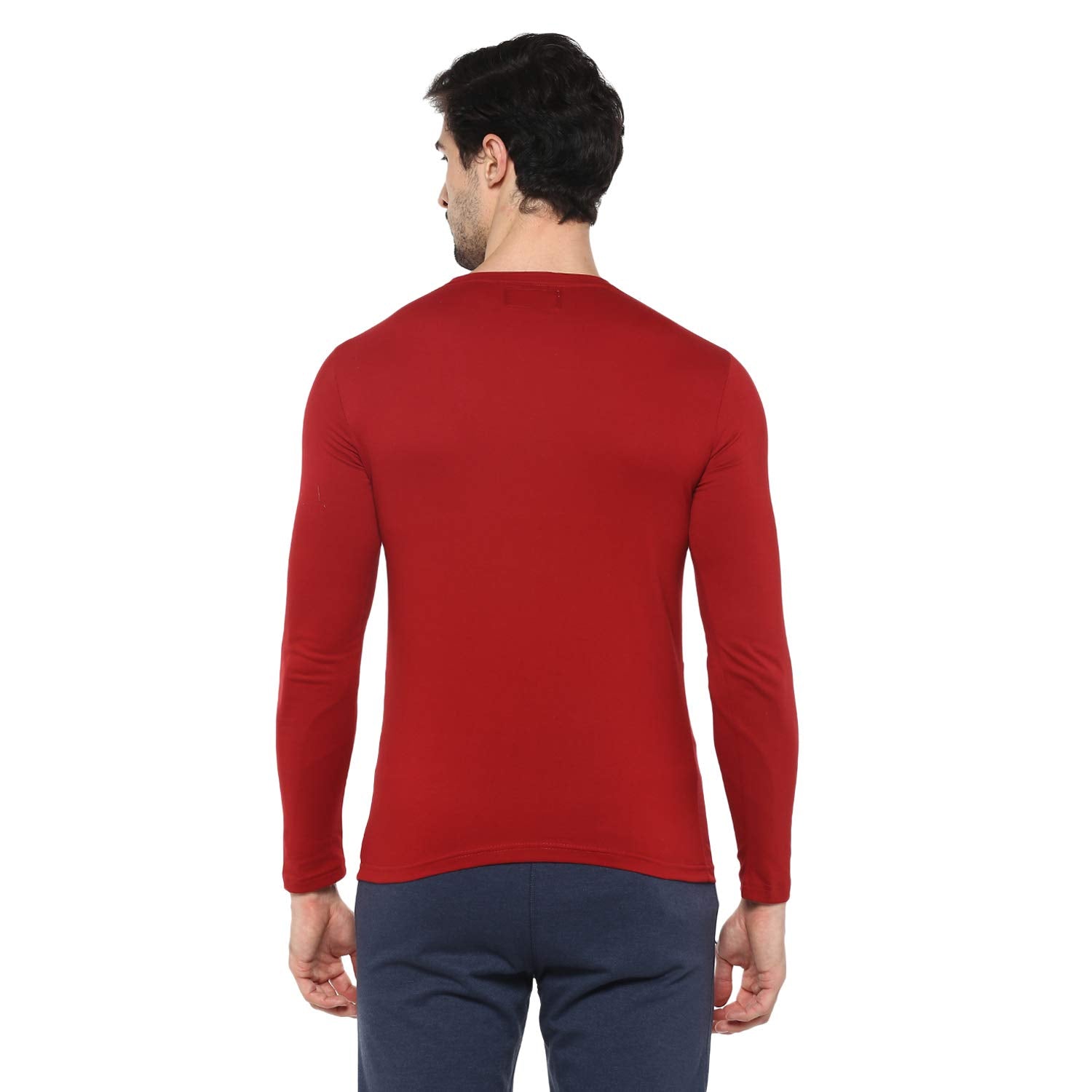 Alan Jones Clothing Men's Slim Fit Lycra Color Block Full Sleeves T-Shirt-3