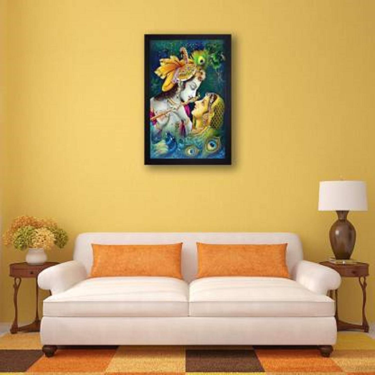 SAF paintings Krishna Framed Painting (Synthetic, 35 cm x 50 cm x 2 cm, Special Effect Textured, SANFSA07J)