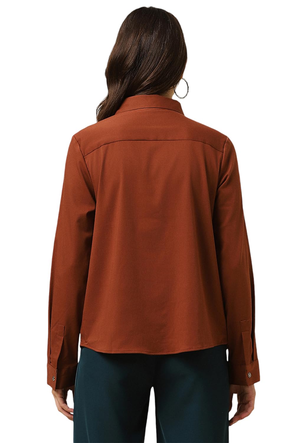 Allen Solly Women's Brown Plain Long Sleeve Formal Shirt