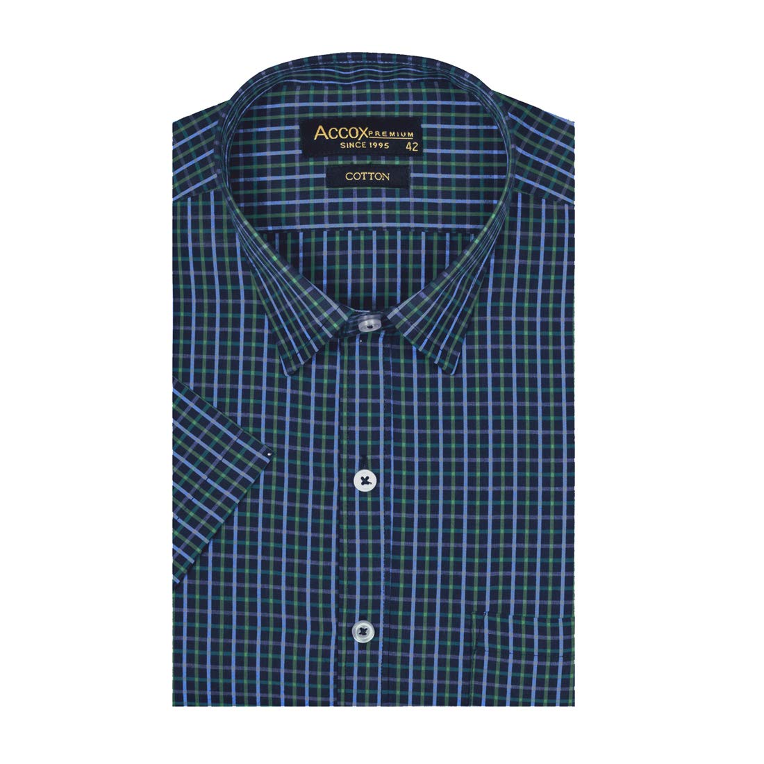Accox Men's Cotton Checkered Formal Shirt (B08KF5Z9RJ)