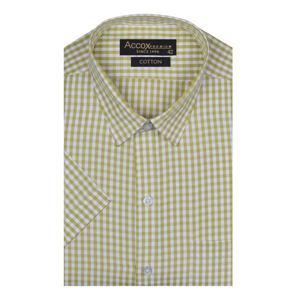 Accox Men's Cotton Checkered Formal Shirt (B0CZDZM772)
