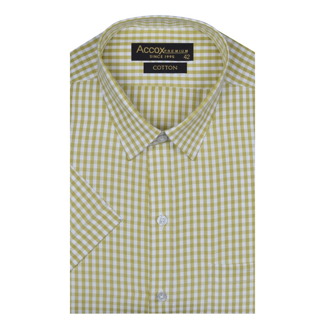 Accox Men's Cotton Checkered Formal Shirt (B0CZDZM772)