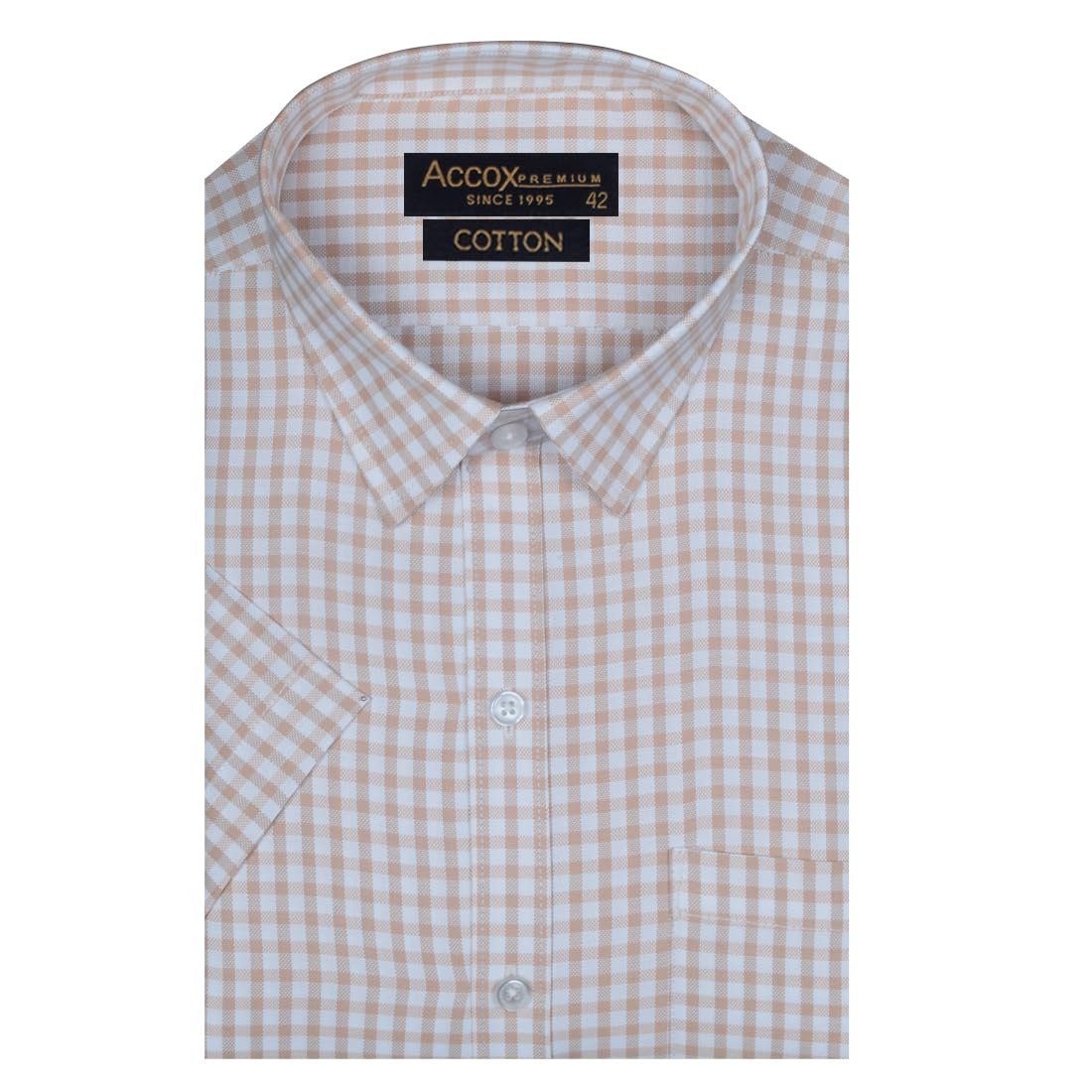 Accox Men's Cotton Checkered Formal Shirt (B0CX2573D4)