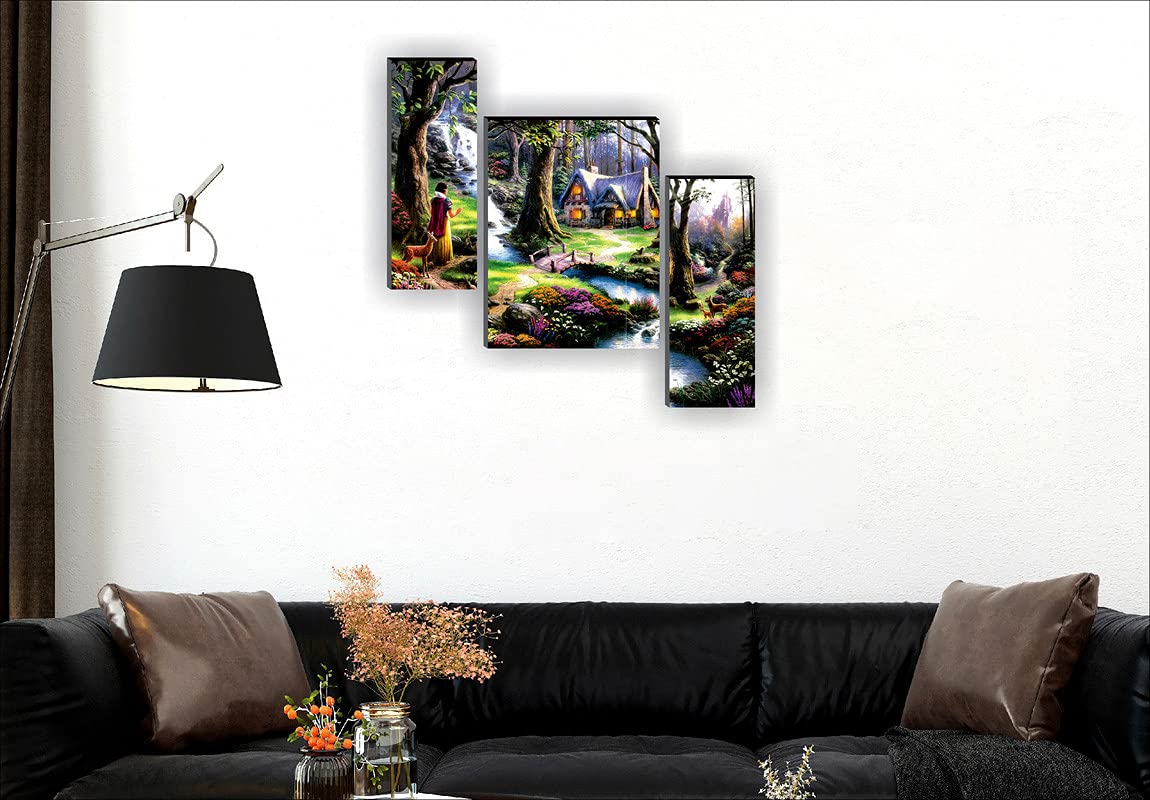 SAF paintings 6MM Waterfall Designer Nature Set of 3 Panel Painting(SANFJM1323) SAFJM1323